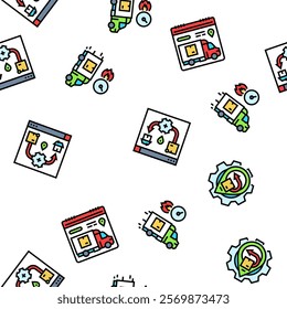 logistics manager warehouse vector seamless pattern thin line illustration