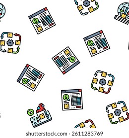 logistics manager warehouse vector seamless pattern thin line illustration
