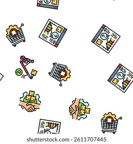 logistics manager warehouse vector seamless pattern thin line illustration
