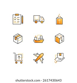 Logistics - modern line design style icons set