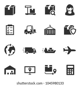 Logistics Monochrome Icons Set Transportation Delivery Stock Vector ...