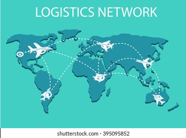 Logistics network Flat 3d isometric vector illustration Set of air cargo trucking rail transportation maritime shipping On-time delivery Vehicles designed to carry large numbers of China cargo