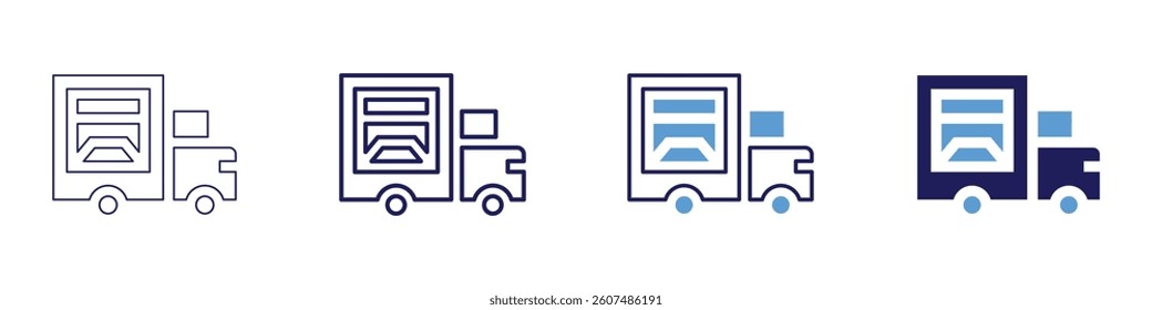 Logistics network icon in 4 different styles. Thin Line, Line, Bold Line, Duotone. Duotone style. Editable stroke.