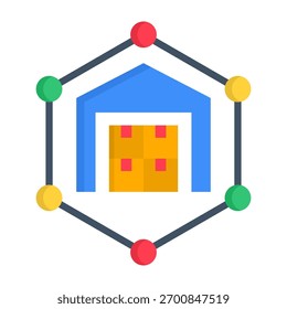 Ilustração de vetor de estilo plano do ícone de rede de logística