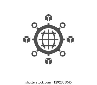 Logistics network icon. Parcel tracking sign. Goods distribution symbol. Quality design element. Classic style icon. Vector