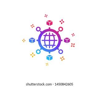 Logistics network icon. Parcel tracking sign. Goods distribution symbol. Dynamic shapes. Gradient design logistics network icon. Classic style. Vector