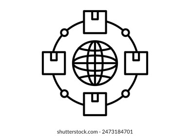 Logistics network icon. icon related to supply chain. suitable for web site, app, user interfaces, printable etc. line icon style. simple vector design editable