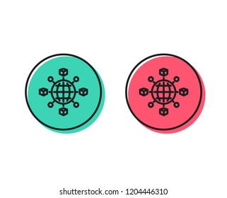 Logistics network line icon. Parcel tracking sign. Goods distribution symbol. Positive and negative circle buttons concept. Good or bad symbols. Logistics network Vector