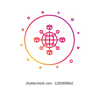 Logistics network line icon. Parcel tracking sign. Goods distribution symbol. Gradient pattern line button. Logistics network icon design. Geometric shapes. Vector