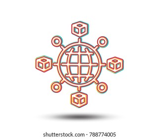 Logistics network line icon. Parcel tracking sign. Goods distribution symbol. Colourful graphic design. Vector