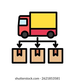 Logistics Network lineal icono multicolor, uso para UI, UX, App y desarrollo de Web, digital o impreso. para la industria, educación, negocios, finanzas, tema de desarrollo económico.