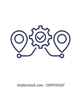 Logistics Optimization Line Icon With A Route