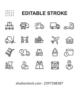 Logistics package delivery icon illustration in line style.
