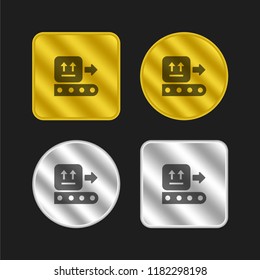 Logistics package gold and silver metallic coin logo icon design