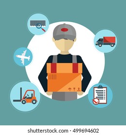 Logistics packing process delivery services isolated vector illustration.