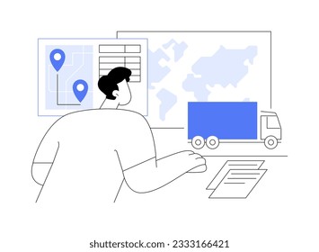 Logistics planning abstract concept vector illustration. Logistics company worker controls plan shipping, fulfillment centers, export business, goods transportation abstract metaphor.