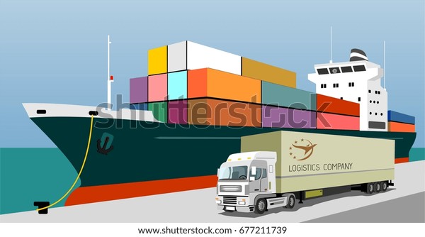 logistics port, ship, freight, warehouse,\
terminal, loading, unloading, truck, container ocean, sea, delivery\
truck lorry seaport truck transport logistics trucking car trailer\
cargo transportation