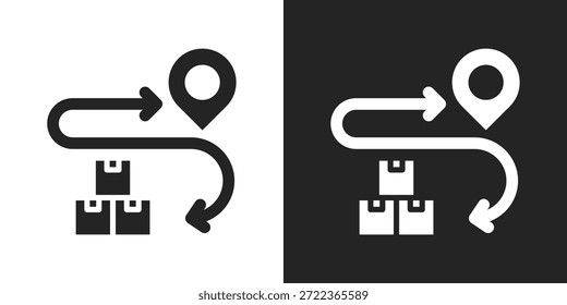 ruta logística Icono En Blanco Y Negro Estilo Glifo