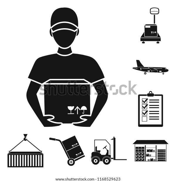 Logistics\
service black icons in set collection for design. Logistics and\
equipment vector symbol stock web\
illustration.