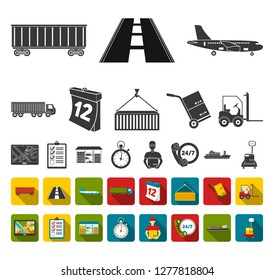 Logistics service black,flat icons in set collection for design. Logistics and equipment vector symbol stock web illustration.
