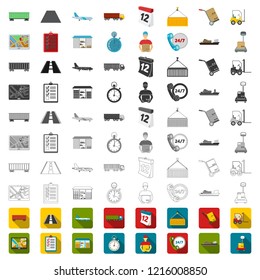 Logistics service cartoon icons in set collection for design. Logistics and equipment vector symbol stock web illustration.