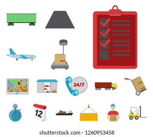 Logistics service cartoon icons in set collection for design. Logistics and equipment vector symbol stock web illustration.