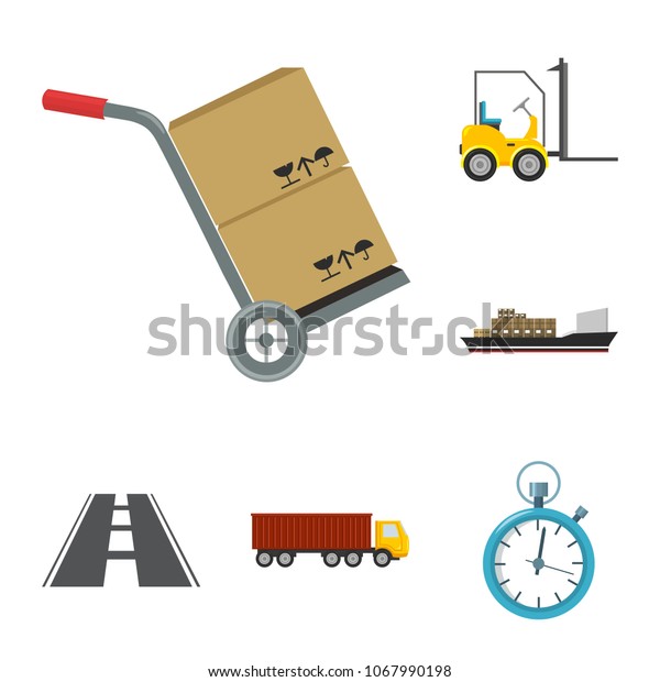 Logistics\
service cartoon icons in set collection for design. Logistics and\
equipment vector symbol stock web\
illustration.