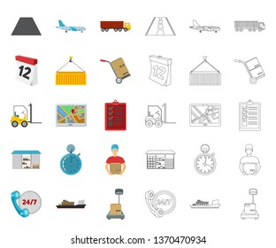 Logistics service cartoon,outline icons in set collection for design. Logistics and equipment vector symbol stock web illustration.