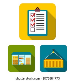 Logistics service flat icons in set collection for design. Logistics and equipment vector symbol stock web illustration.