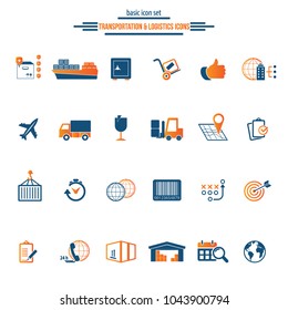  Conjunto de iconos del servicio logístico. Entrega rápida y transporte de calidad. Iconos vectoriales de envío para la empresa logística.