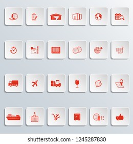 Logistics service icon set. Fast delivery and quality service transportation. Shipping vector icons for logistic company.