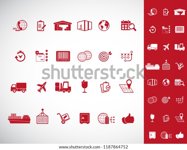 Logistics\
service icon set. Fast delivery and quality service transportation.\
Shipping vector icons for logistic\
company.