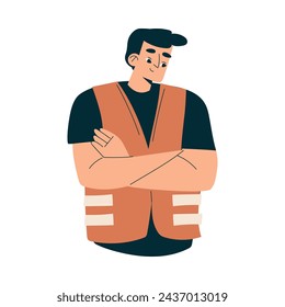 Logistics Service Man Worker Character in Orange Uniform Vector Illustration
