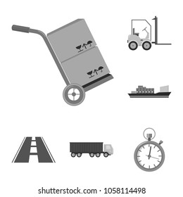 Logistics service monochrome icons in set collection for design. Logistics and equipment vector symbol stock web illustration.