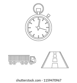 Logistics service outline icons in set collection for design. Logistics and equipment vector symbol stock web illustration.