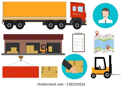 Logistics, logistics services. Freight transportation. Flat design, vector illustration, vector.