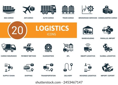 Logistics set. Creative icons. Monochrome.