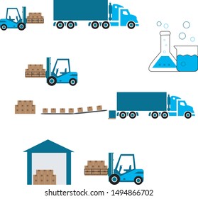 Logistics set of different transportation , cargo transport isolated on white background.