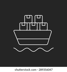 logistics ship line icon