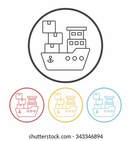 logistics ship line icon
