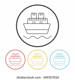 logistics ship line icon
