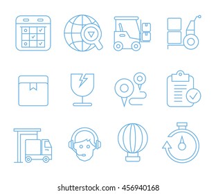 logistics, shipping and cargo icons