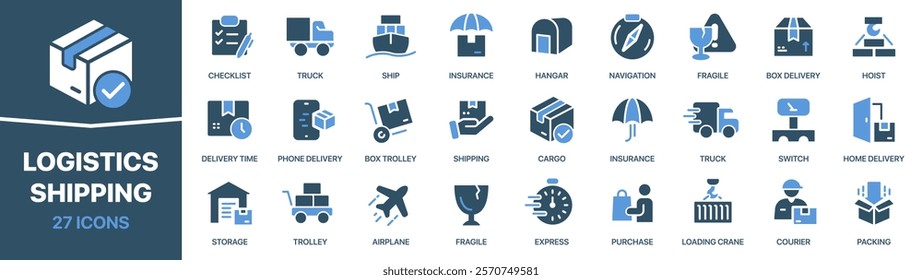 Logistics and shipping colored signed icon collection. Delivery, cargo, storage, truck icons. UI icon set. Colored icons pack. Vector illustration EPS10