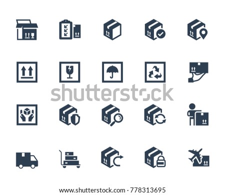 Logistics, shipping and delivery icon set in glyph style