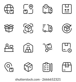 Logistics and Shipping Icon Set Delivery Cargo Transport Vector Icons