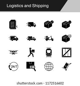 Logistics and Shipping icons. Design for presentation, graphic design, mobile application, web design, infographics. Vector illustration.