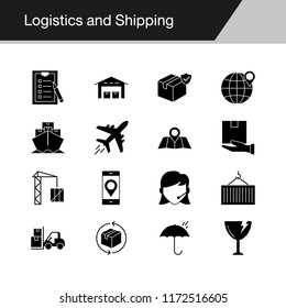 Logistics and Shipping icons. Design for presentation, graphic design, mobile application, web design, infographics. Vector illustration.