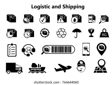 Logistics and Shipping icons - Priority Shipping, Express Delivery, Tracking Order - Expand to any size - Change to any color - Vector logistics line style symbols collection