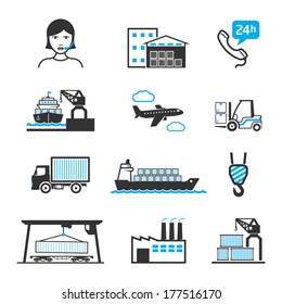 Logistics and shipping icons set