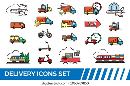 Logistics shipping icons set. Vector illustration EPS10.